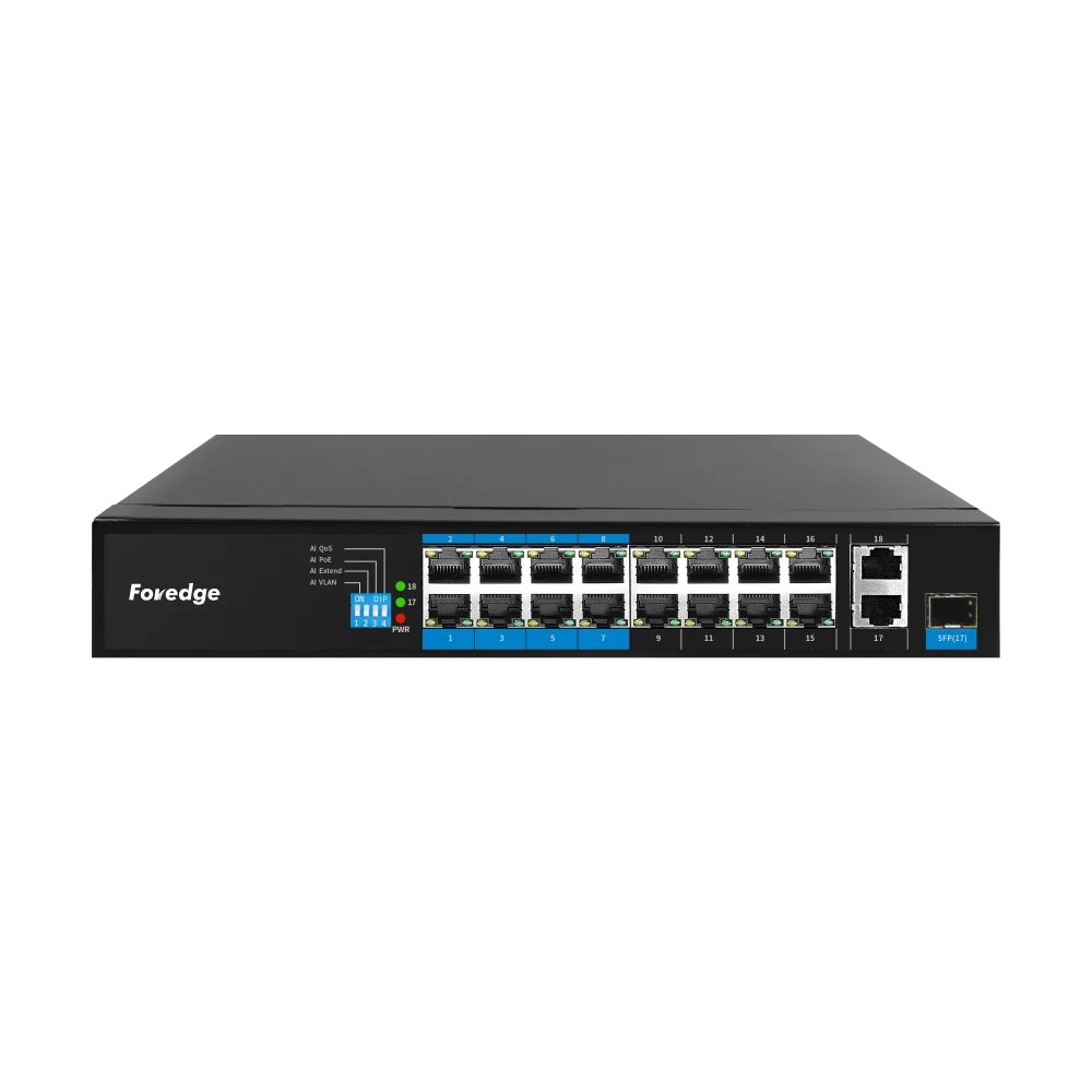 AI8016 16 口 100M AI PoE 交换机（SFP Combo 上行）产品图 1